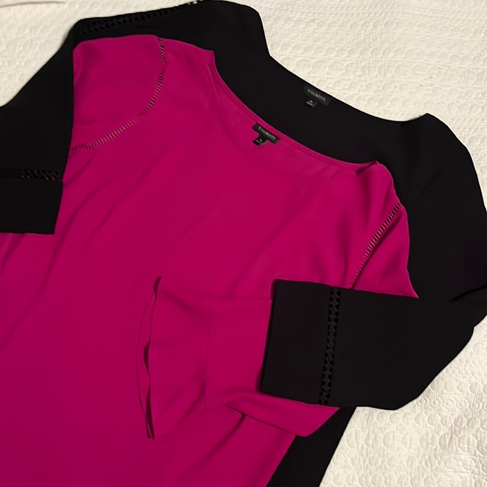 Two TALBOTS TOPS : 2(two) ladies M :black & fuchsia pink - Picture 2 of 11